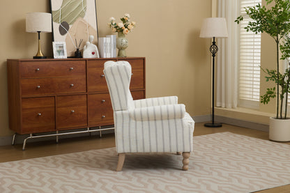 Modern Accent Chair with Retro Wood Legs, Comfy Upholstered Armchair, Floral Design Single Sofa Chair for Living Room Bedroom Office - Stripe image 3