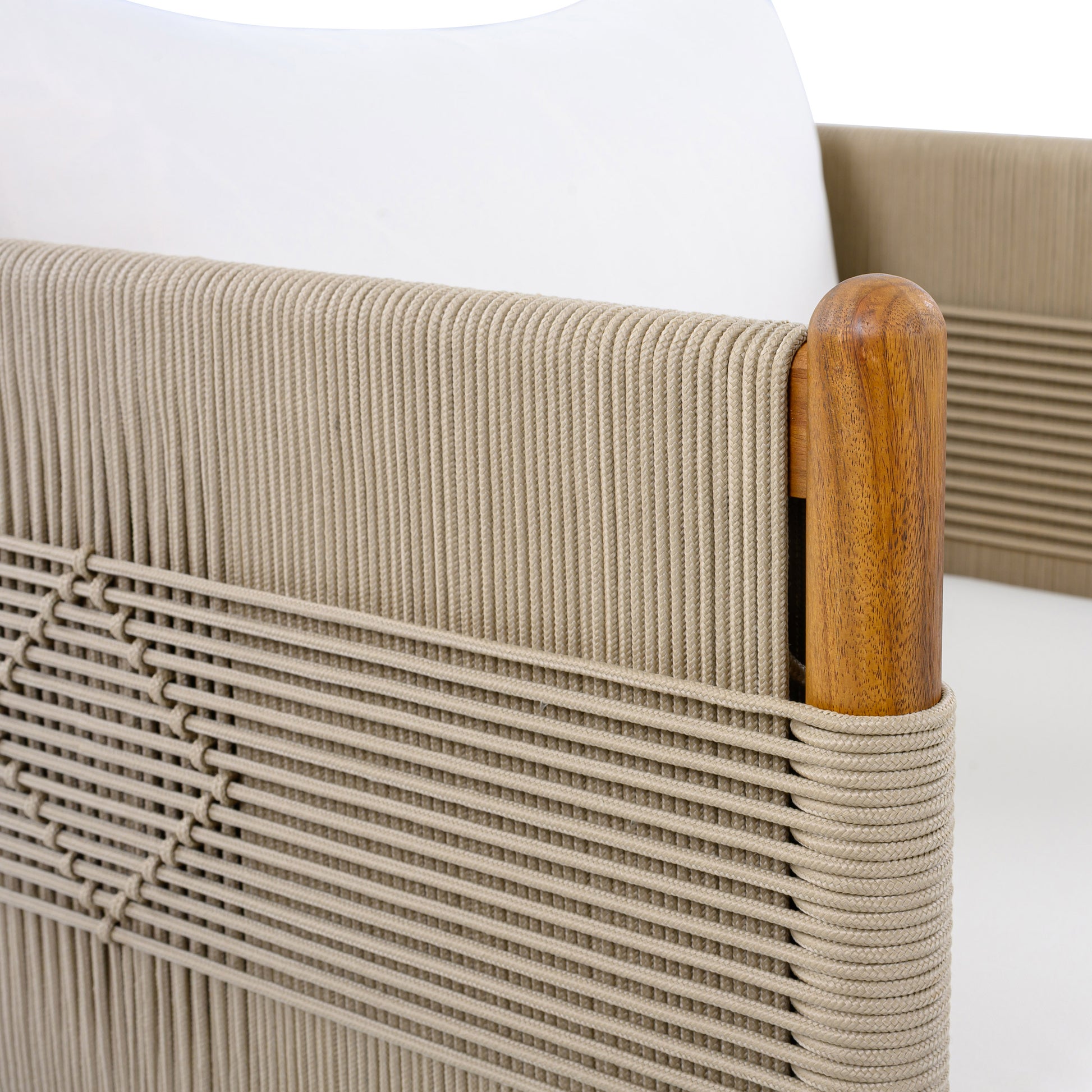 Outdoor Acacia Wood Club Chair with Diamond Rope Weave & Cushions, Teak Finish image 11