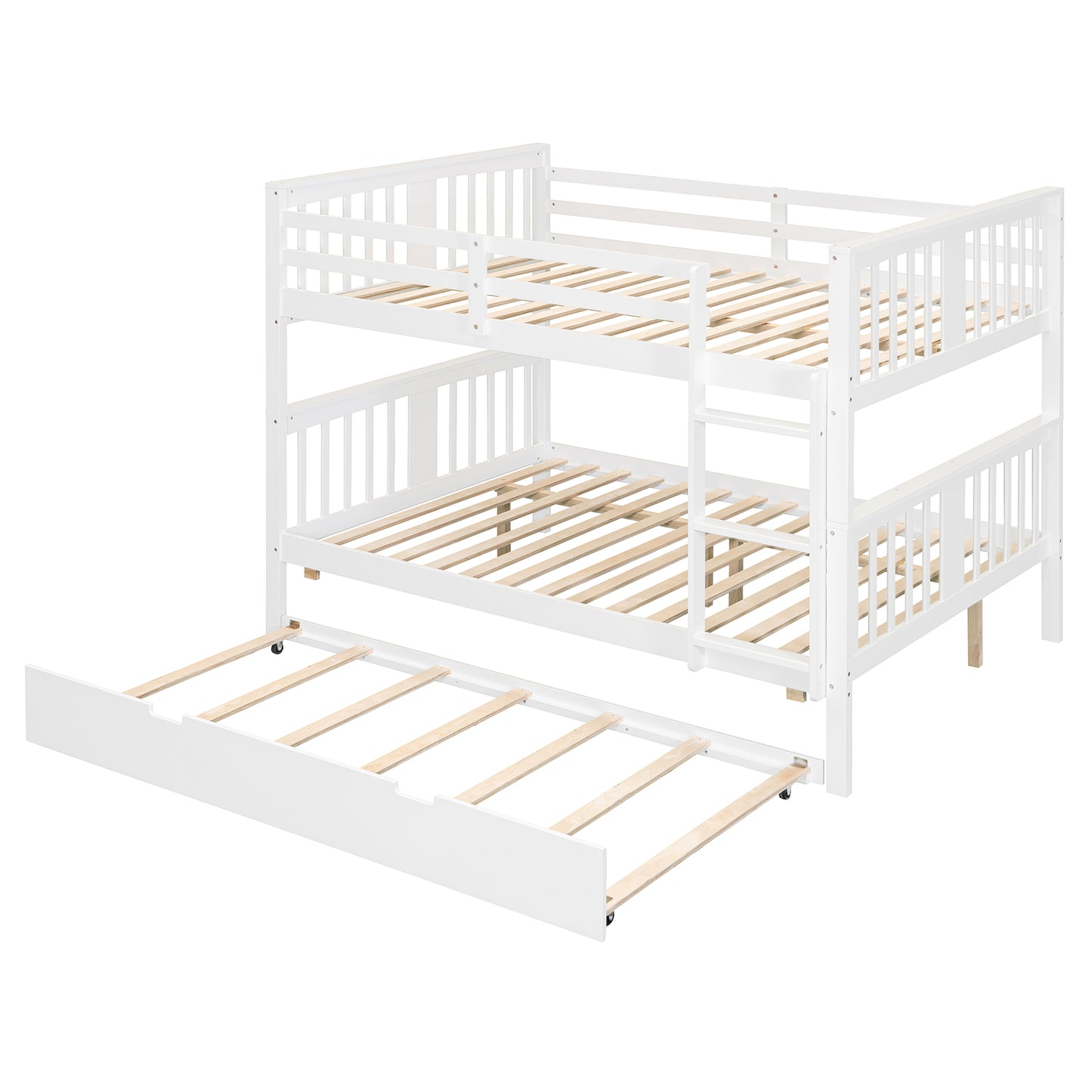 Full over Full Bunk Bed with Twin Size Trundle and Ladder-White(Old SKU: LT000204AAK) image 7