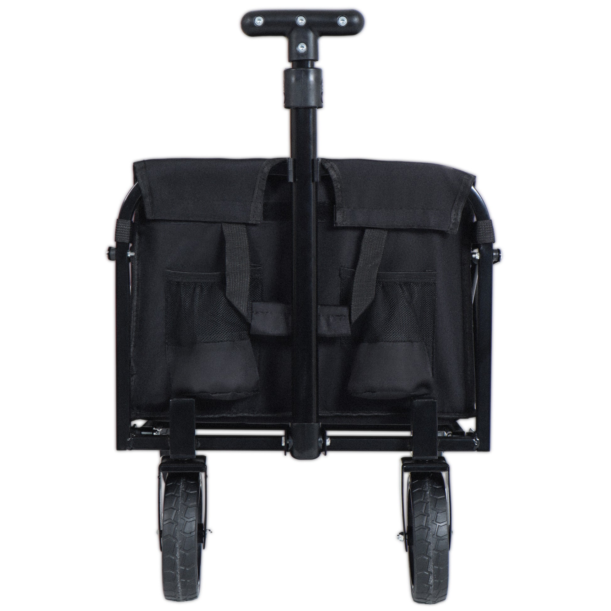 Expandable Dual-Layer Utility Wagon with 100% Extra Space - 225lbs Grocery Cart for Camping, Shopping, Sports, Gardening, Fishing, Black image 4