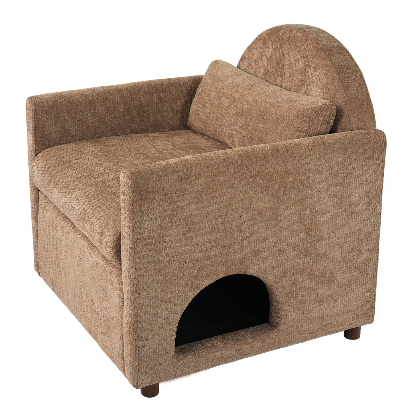 Coffee Pet Friendly Accent Chair with Hidden Pet Nook, Acacia Wood Legs, 220lbs Weight Capacity, Modern Upholstered Armchair for Living Room image 7