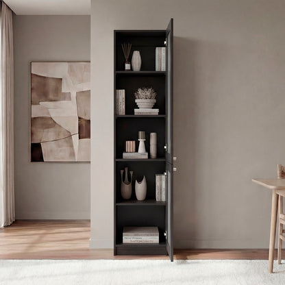 Surry Tall Bookcase 71" H with 2 Fluted Panel Doors and Five Interior Shelves, Black Wengue image 7