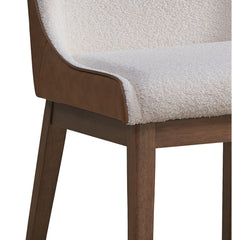 Ginny White Boucle, Brown Velvet & Walnut Finish Side Chair (Set of 2)