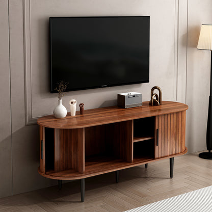 TV Stand, 47" Modern TV Console Table with Storage Compartment and Sliding Door, Gaming Entertainment Center with Cabinet for Living Room, Bedroom, Office (Walnut) image 12
