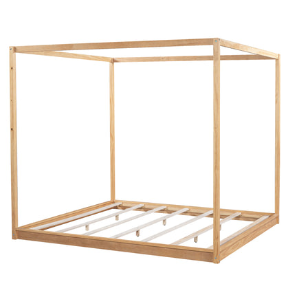 King Size Canopy Platform Bed with Support Legs, Natural image 11