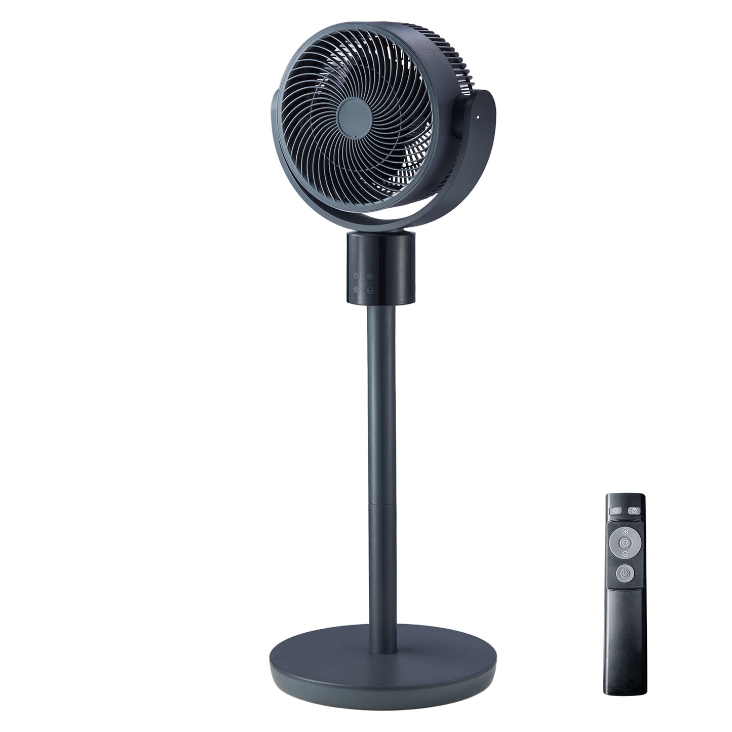 7-Inch Pedestal Fan, Oscillating Standing Floor Fan with DC Motor, Remote Control, 12 Speeds & 3 Modes, 15H Timer, Adjustable Height, Quiet for Home, Bedroom, Living Room, Study Room, Blue Gray image 10