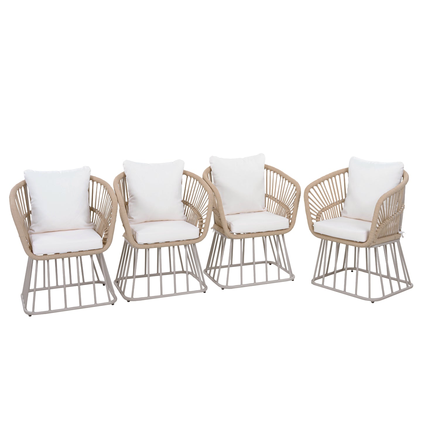Outdoor Dining Chair MP1 - Teak Finish Wicker & Beige Steel Frame, 300LBS Weight Capacity, Includes Cushion image 9