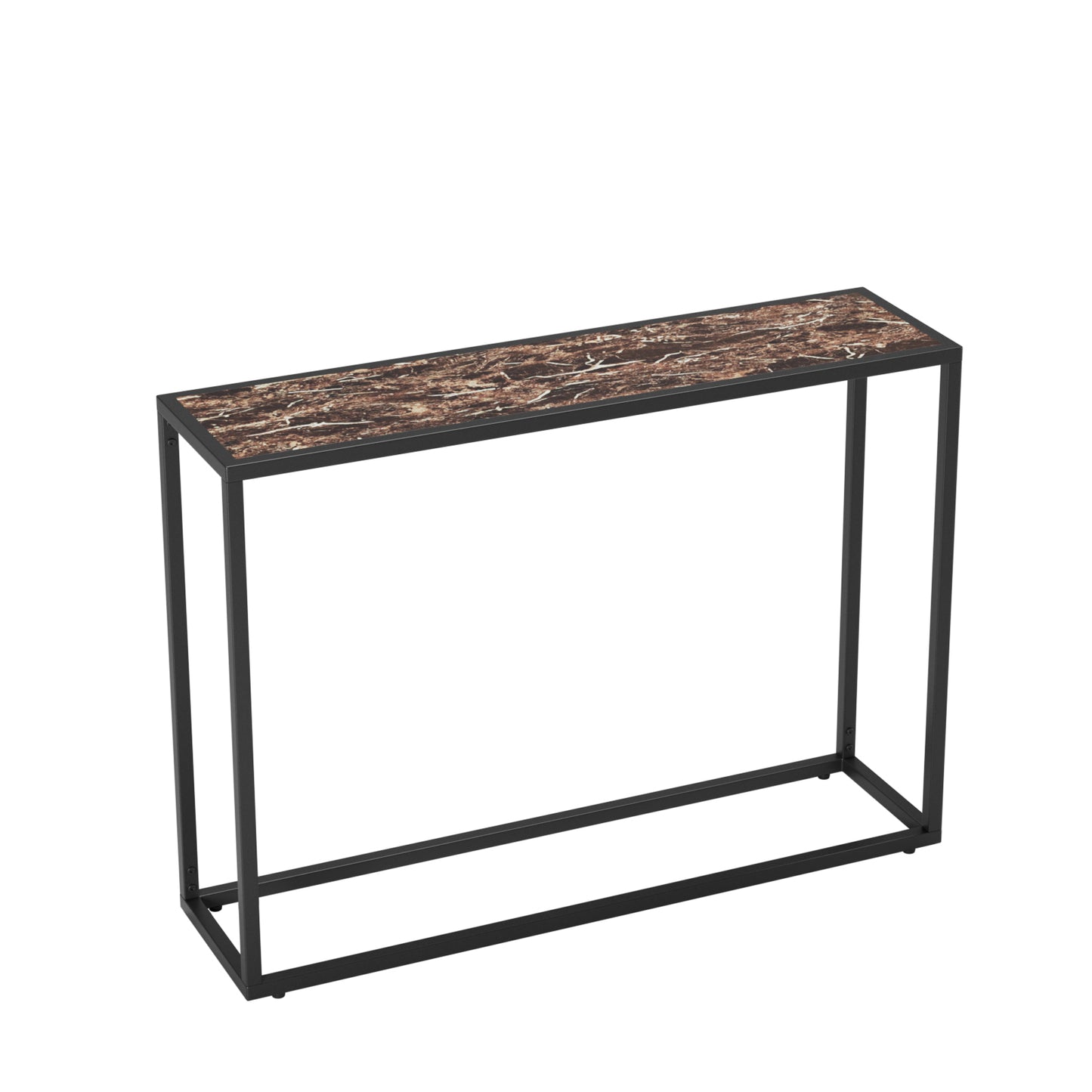 Narrow console table, high-end edge wrapped foyer table, entrance, industrial corridor table, living room, foyer, rural brown and black image 8