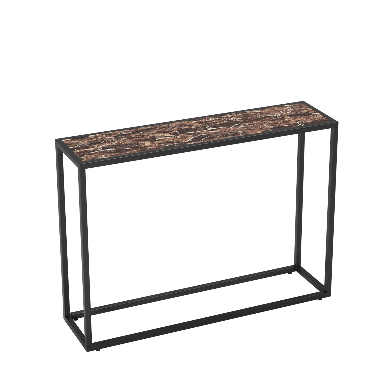 Narrow console table, high-end edge wrapped foyer table, entrance, industrial corridor table, living room, foyer, rural brown and black image 8