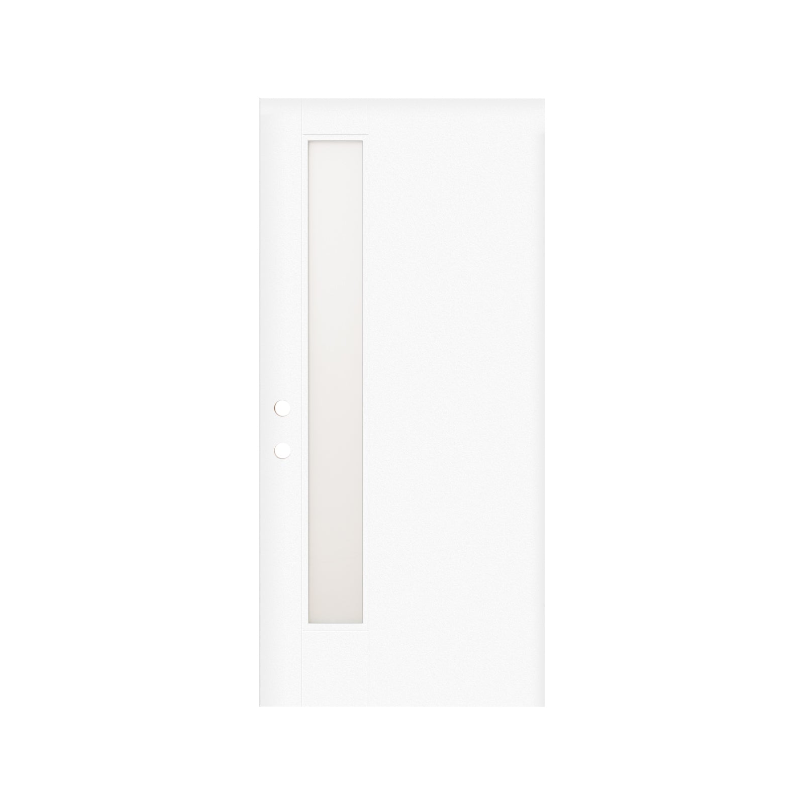 36"x80" Fiberglass Front Door with White 4-9/16" PVC Frame,Right-Hand Inswing Exterior Door with Brickmould,Contemporary minimalist smooth skin with frosted glass for Home Entrance,White image 5