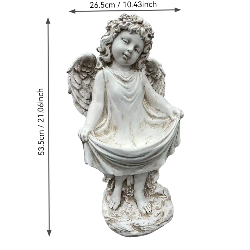 21.06" Tall Weathered Angel Cherub Garden Statue, Resin Dress Sculpture Figurine, Decorative Outdoor Yard Lawn Patio Backyard Landscape Ornament Decoration image 11