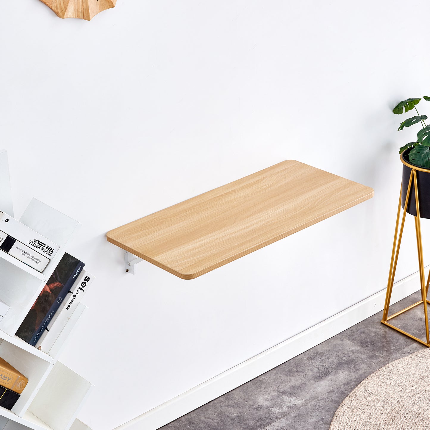 Wall Mounted Folding Table, Space Saving Drop Leaf Desk for Small Spaces, Multi-Purpose Floating Desk for Laundry Room, Kitchen, Home Office, Easy Install image 7