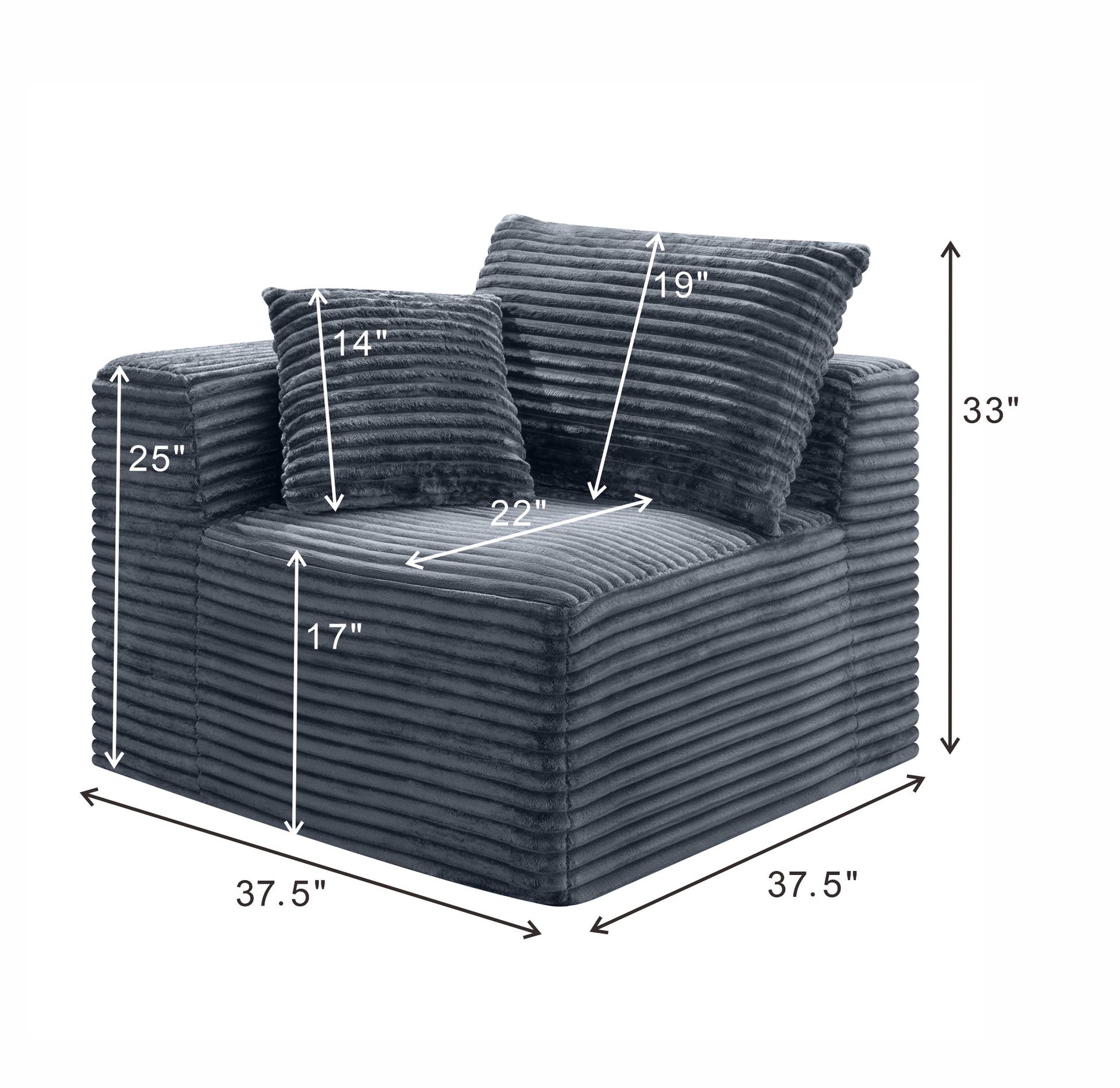 Gray Corduroy Modular Compression Sofa, Legless Floor-Hugging Armless Accent Chair for Living Room Bedroom image 12
