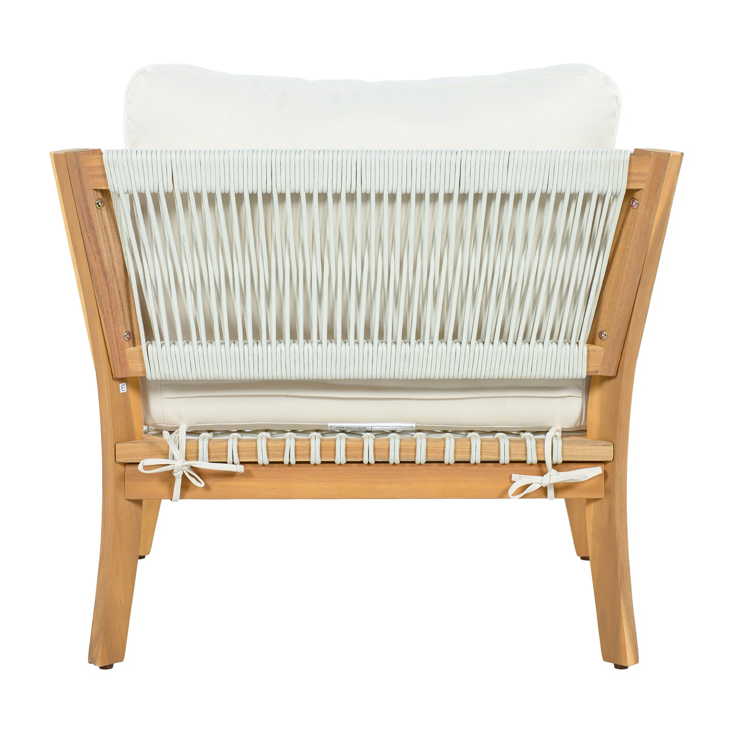 30.3" Outdoor Acacia Wood Patio Chair with Woven Rope Accents, Weather-Resistant Single Lounge Chair with Thick Cushions, Modern Accent Chair for Backyard, Deck, Poolside image 6