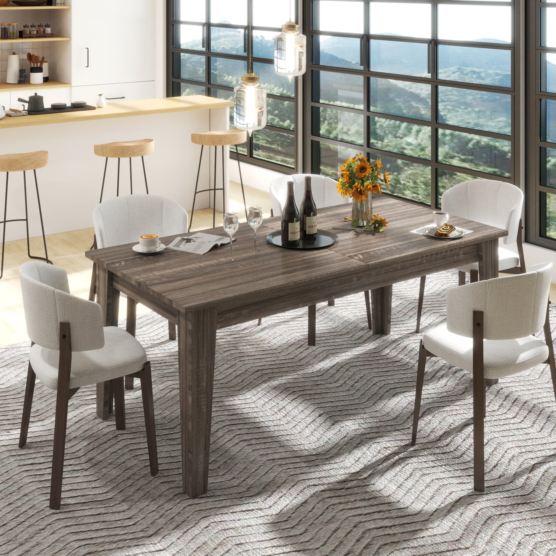 Dining Table, 106.3 in Large Extendable Kitchen Table image 2