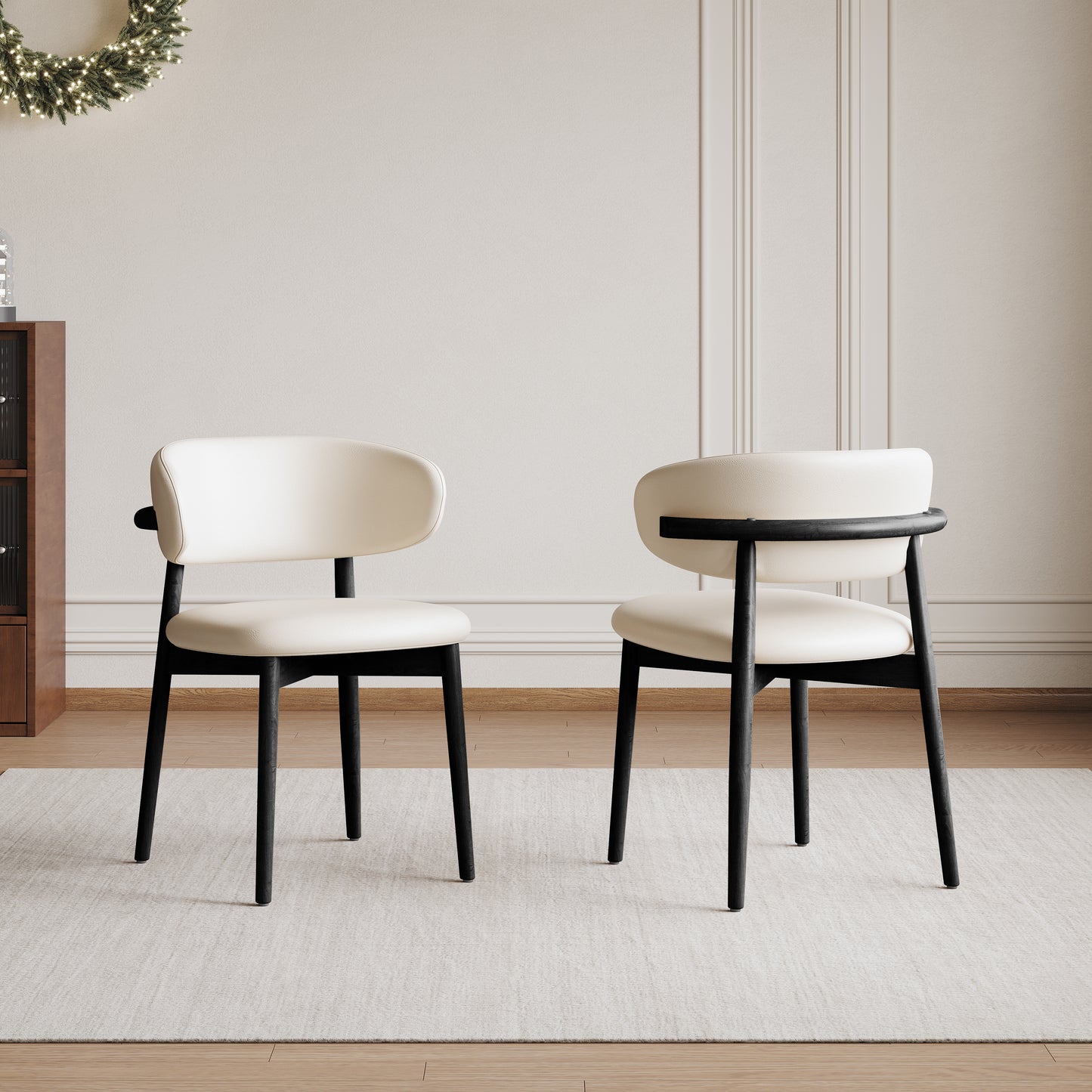 Mid-Century Modern wood feet Dining Chair (Set of 2) – Stylish Wooden Chairs for Dining Room, Kitchen, or Living Room, Comfortable & Durable, Easy to Assemble (black) image 1