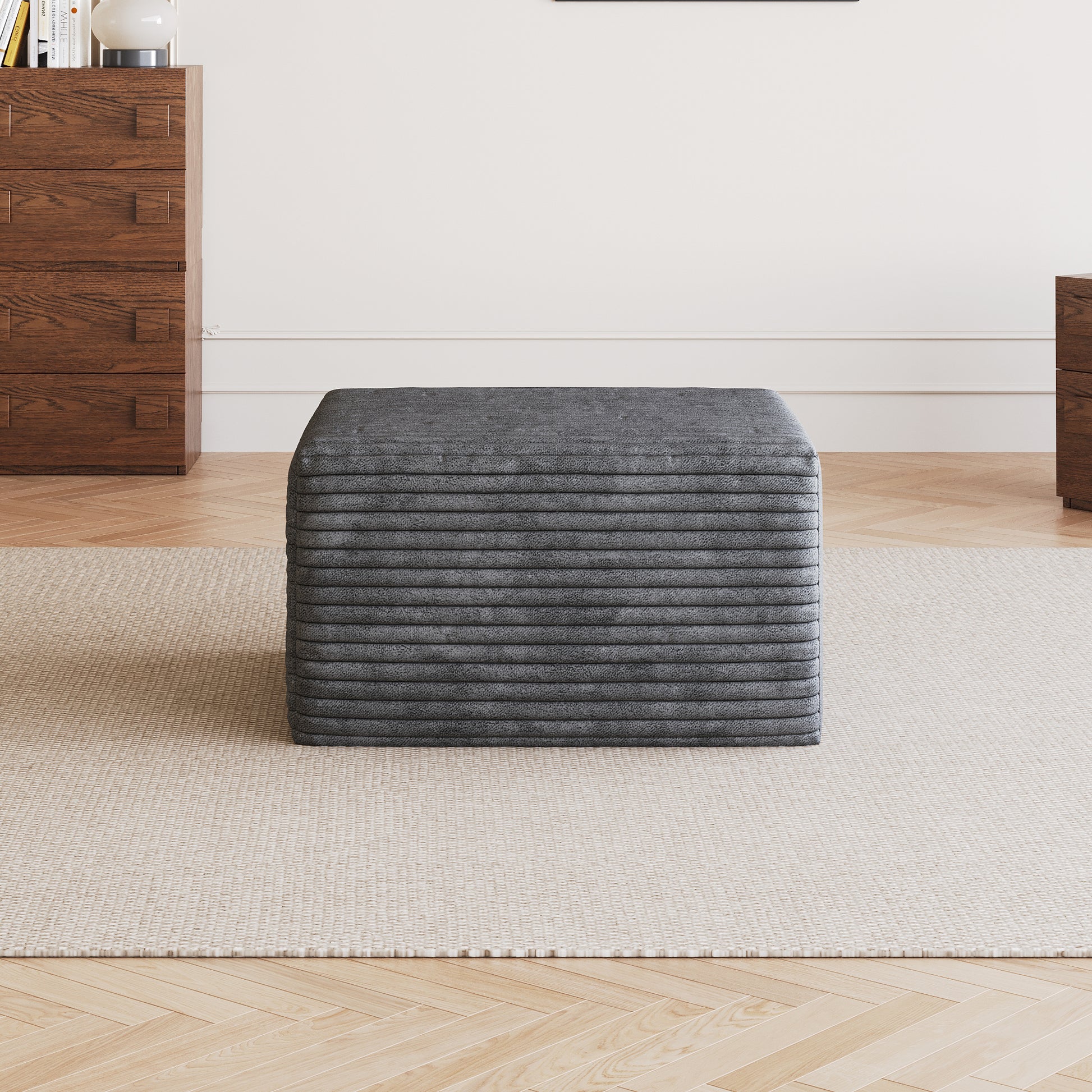 Sofa ottoman,No Assembly Required,Dark Grey(Plush Corduroy Fabric) image 3
