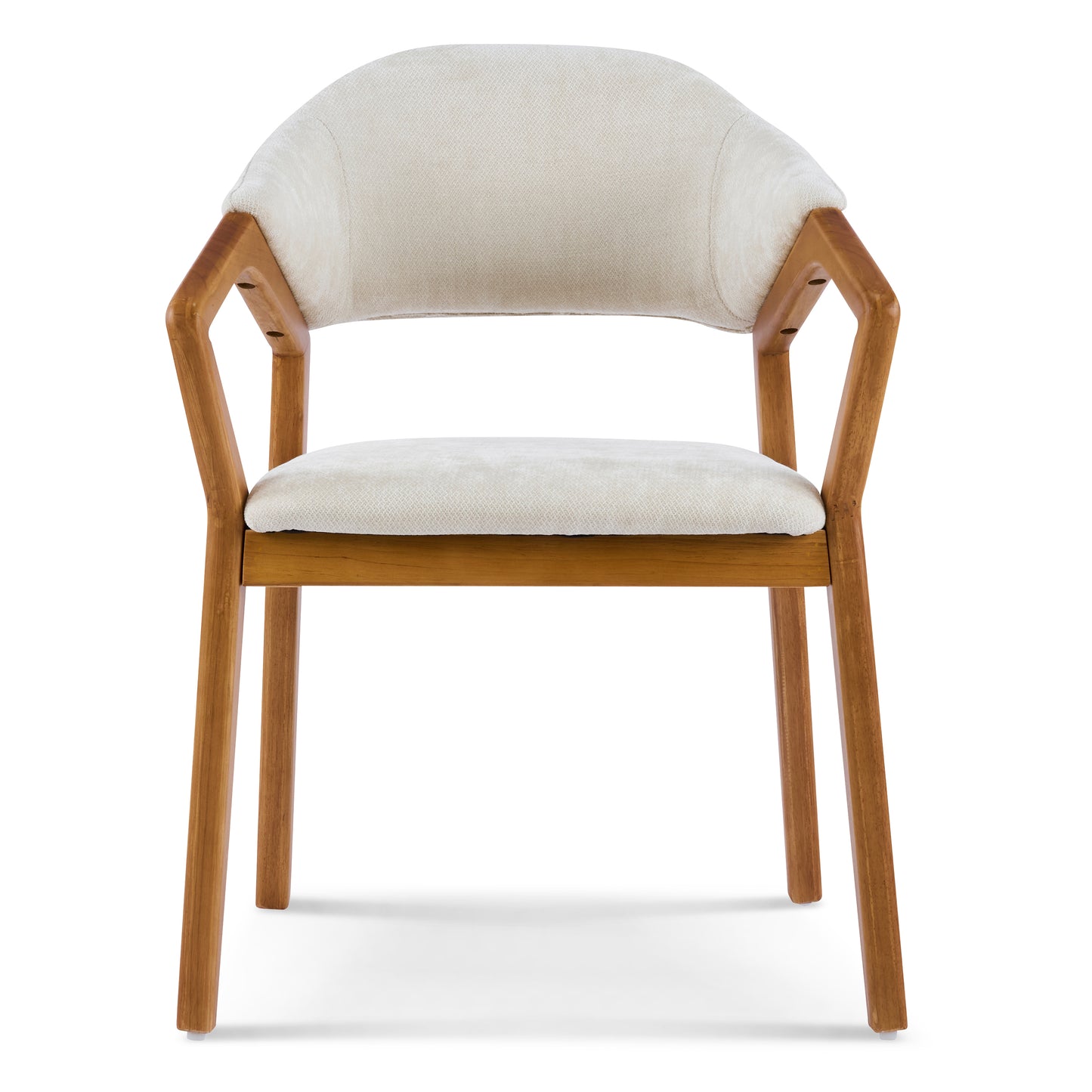 Indoor Dining Chair Set of 2, Beige Chenille Upholstered Armchair with Sturdy Frame, 300lbs Capacity, Ergonomic Curved Backrest image 6