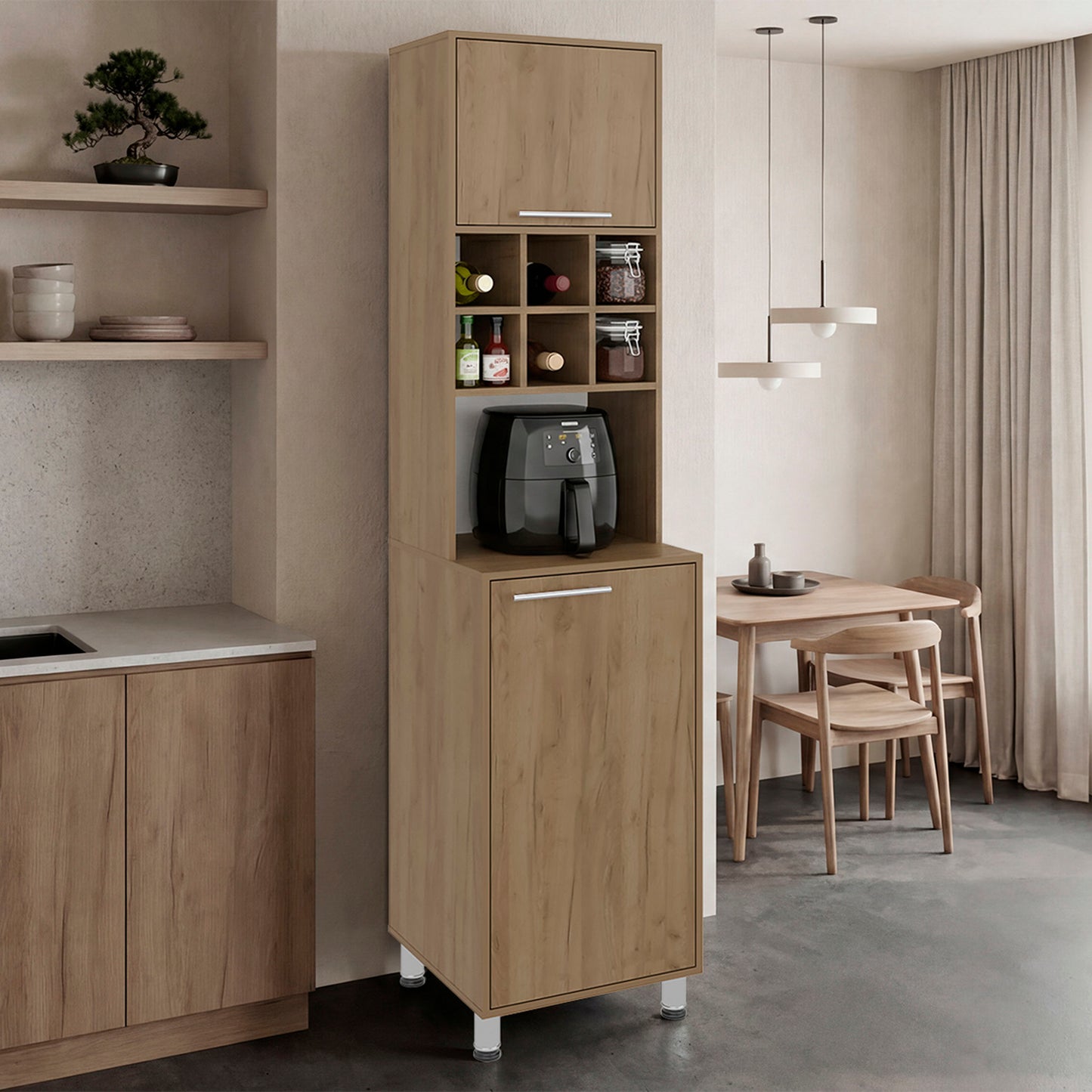 Attica 80" High, Double Door Kitchen Pantry Cabinet with Six Space Cubbies 4 Interior Shelves, Tall Storage Cabinets for Kitchen image 1