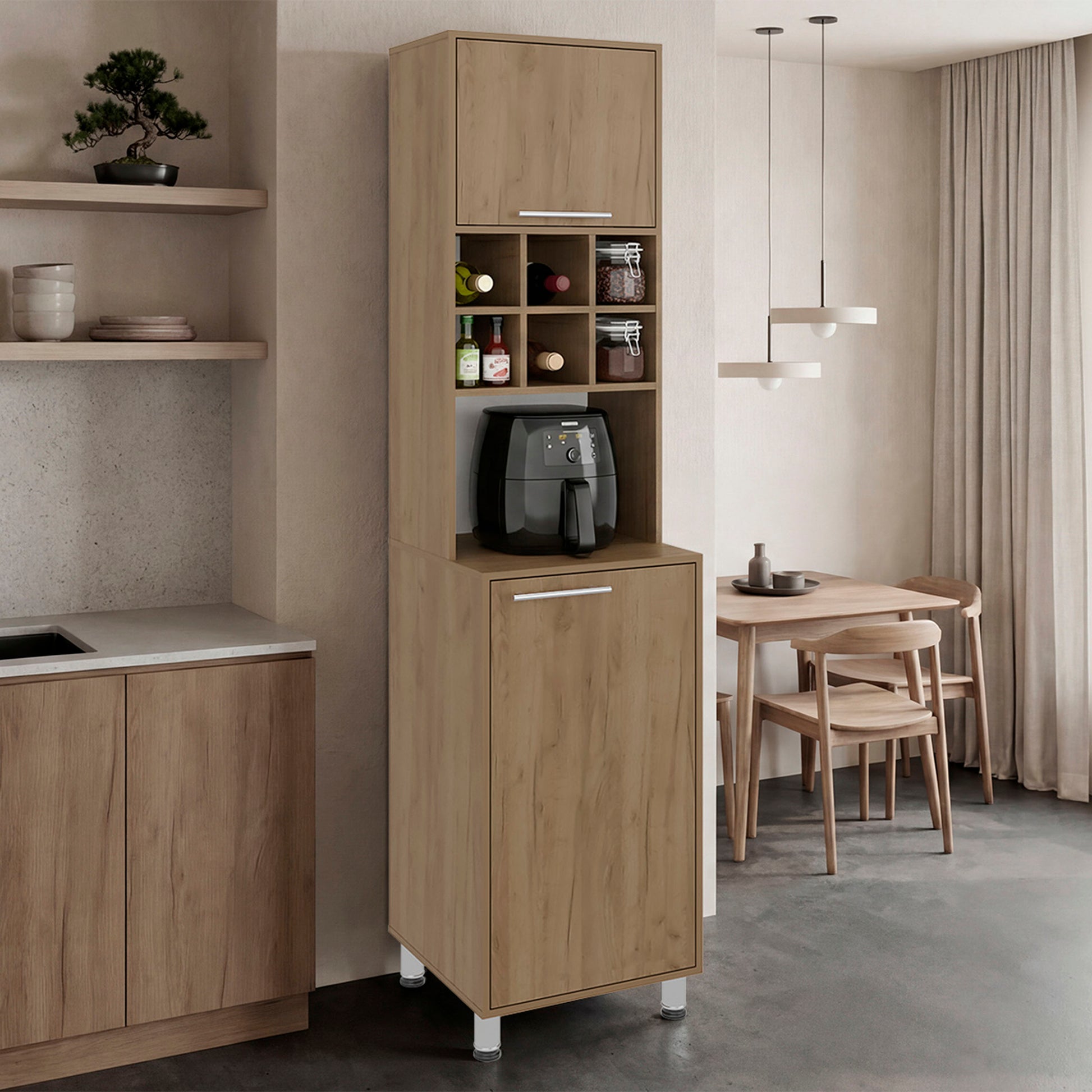 Attica 80" High, Double Door Kitchen Pantry Cabinet with Six Space Cubbies 4 Interior Shelves, Tall Storage Cabinets for Kitchen image 1