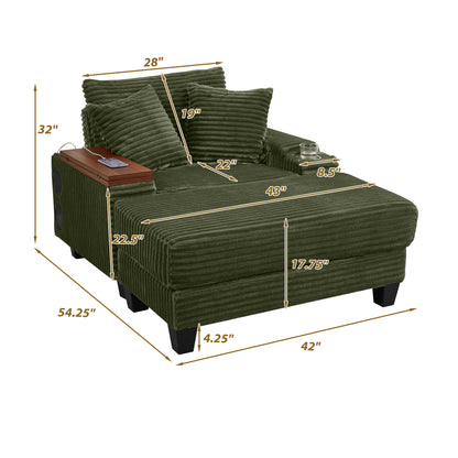 Fluffy Corduroy Storage Armrest Sofa,Single Versatile Seat with Ottoman,Cup Holder,Bluetooth Speaker,USB Ports,180°Rotating Table Board,For Living Room,Bedroom and Apartment image 2