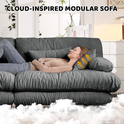Luxury Modular Sectional Sofa Couch - Oversized U Shaped Cloud Couch for Living Room,Deep Seat Sofa Couch with 2 Ottomans,Chenille Gray image 5