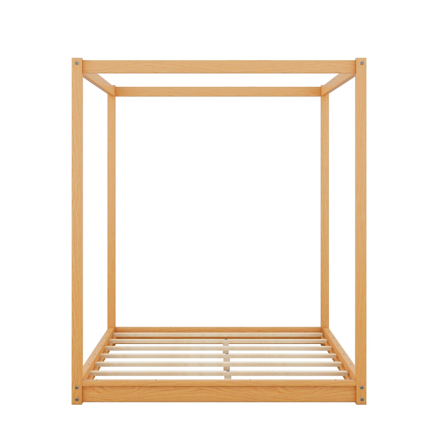 Queen Size Canopy Platform Bed with Support Legs,Natural image 11
