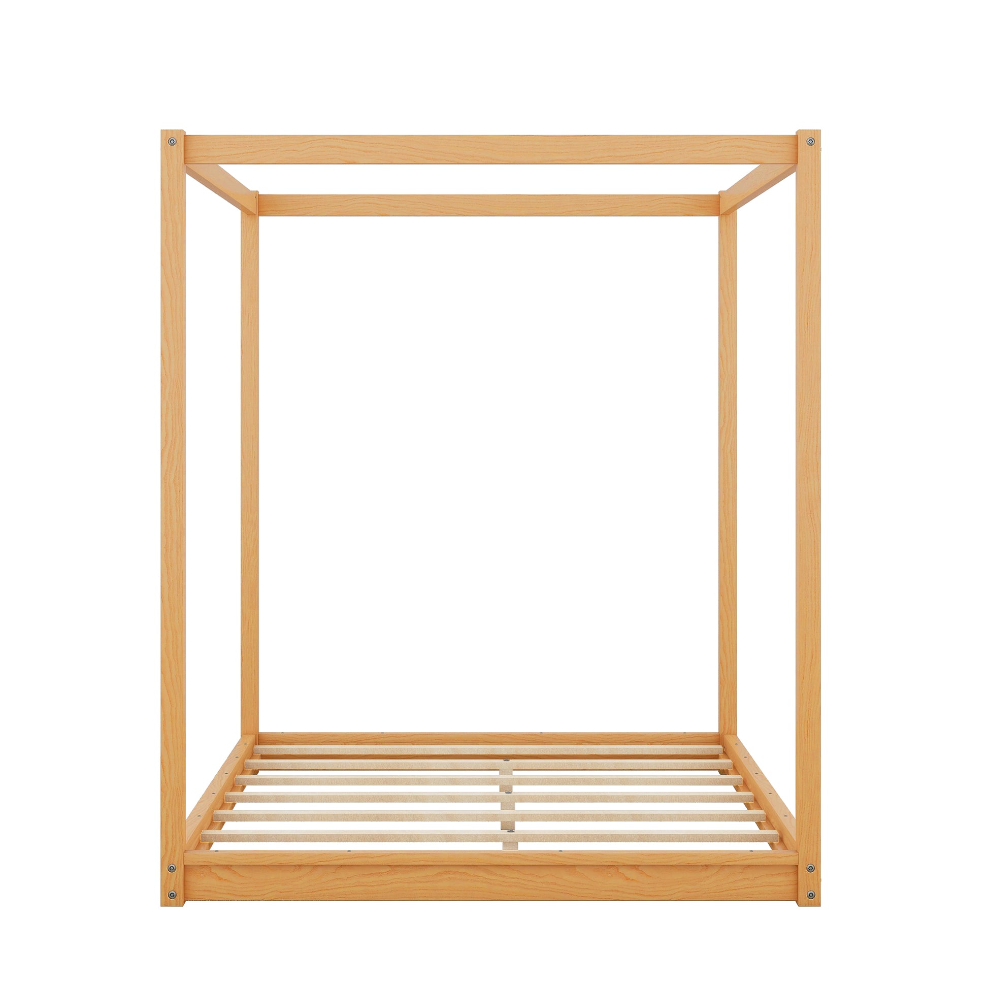 Queen Size Canopy Platform Bed with Support Legs,Natural image 11