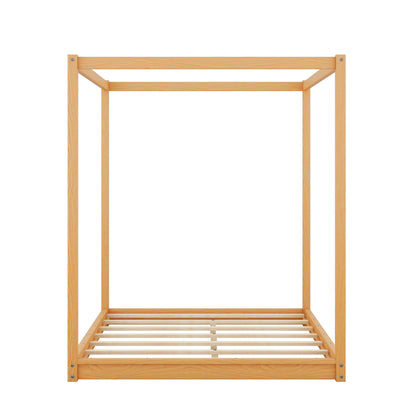 Queen Size Canopy Platform Bed with Support Legs,Natural image 11