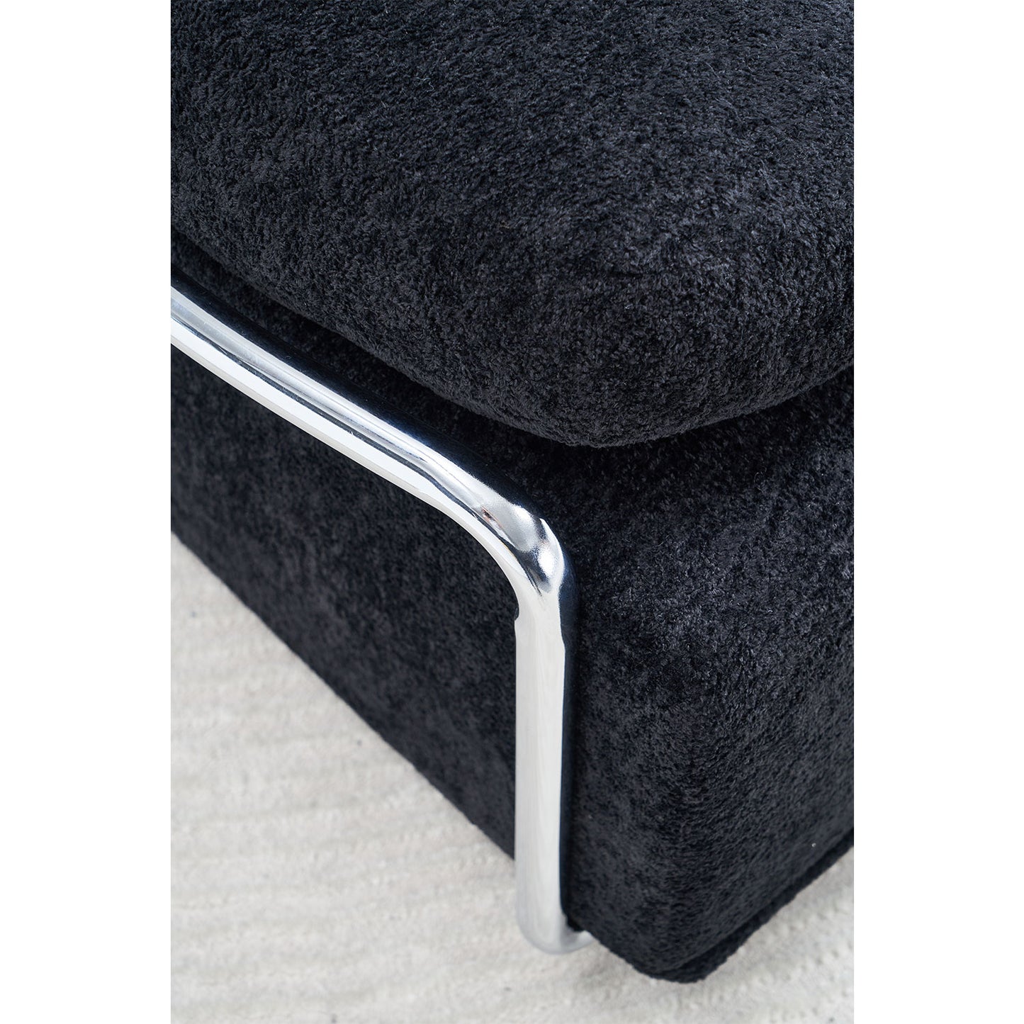 88.98'' Width Modern Sofa with Compression Seat Cushions and Back Cushions,Steel Arm Frame,Chenille Fabric,Black Color image 7