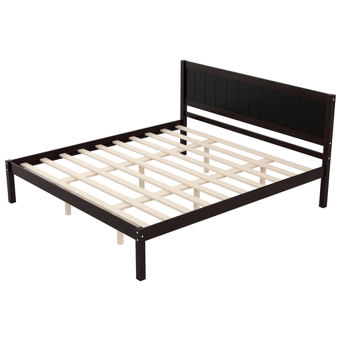 Platform Bed Frame with Headboard, Wood Slat Support, No Box Spring Needed,King,Espresso image 11