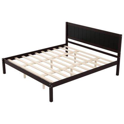 Platform Bed Frame with Headboard, Wood Slat Support, No Box Spring Needed,King,Espresso image 11