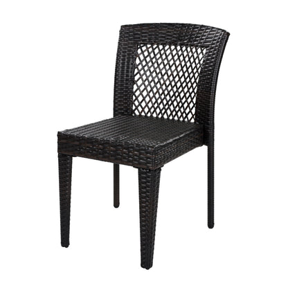 7-Piece Outdoor Dining Set, Acacia Wood Table & 6 Multi-Brown PE Rattan Chairs, Patio Dining Furniture image 10