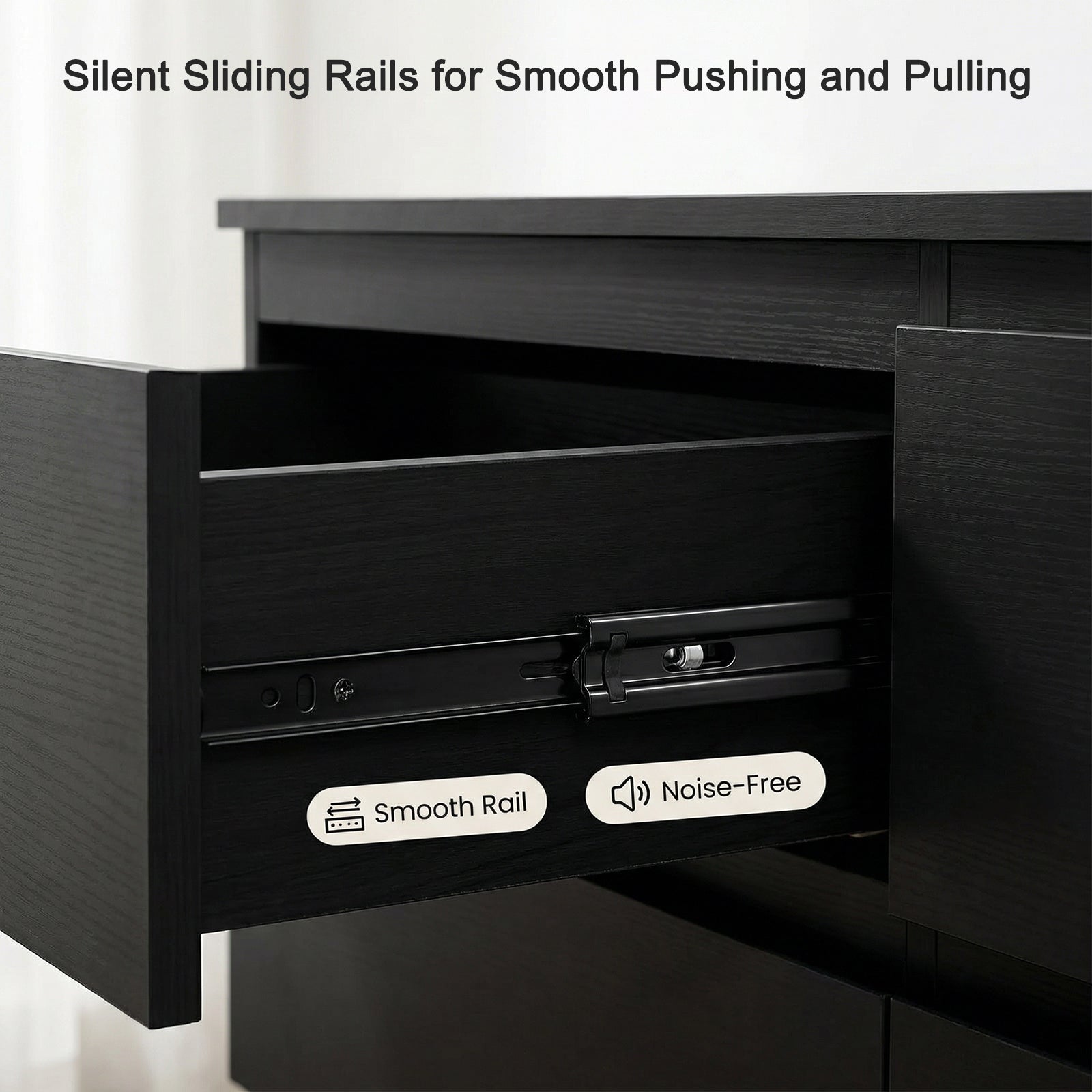 6 Drawer Black Dresser, Modern Bedroom Dresser with Spacious Countertop, Wood Storage Cabinet with Concealed Handles & 6 Deep Drawers for Bedroom, Living Room, Entryway, 15.7" D x 47.2" W x 30.9" H image 7