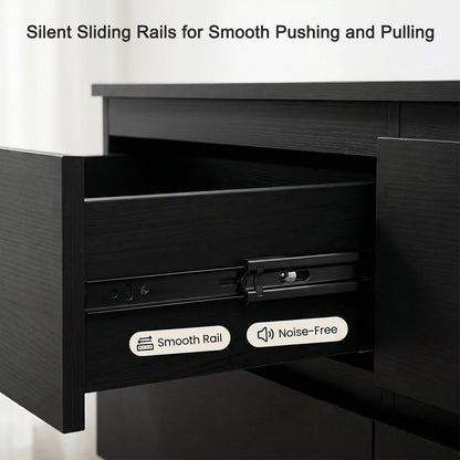 6 Drawer Black Dresser, Modern Bedroom Dresser with Spacious Countertop, Wood Storage Cabinet with Concealed Handles & 6 Deep Drawers for Bedroom, Living Room, Entryway, 15.7" D x 47.2" W x 30.9" H image 7
