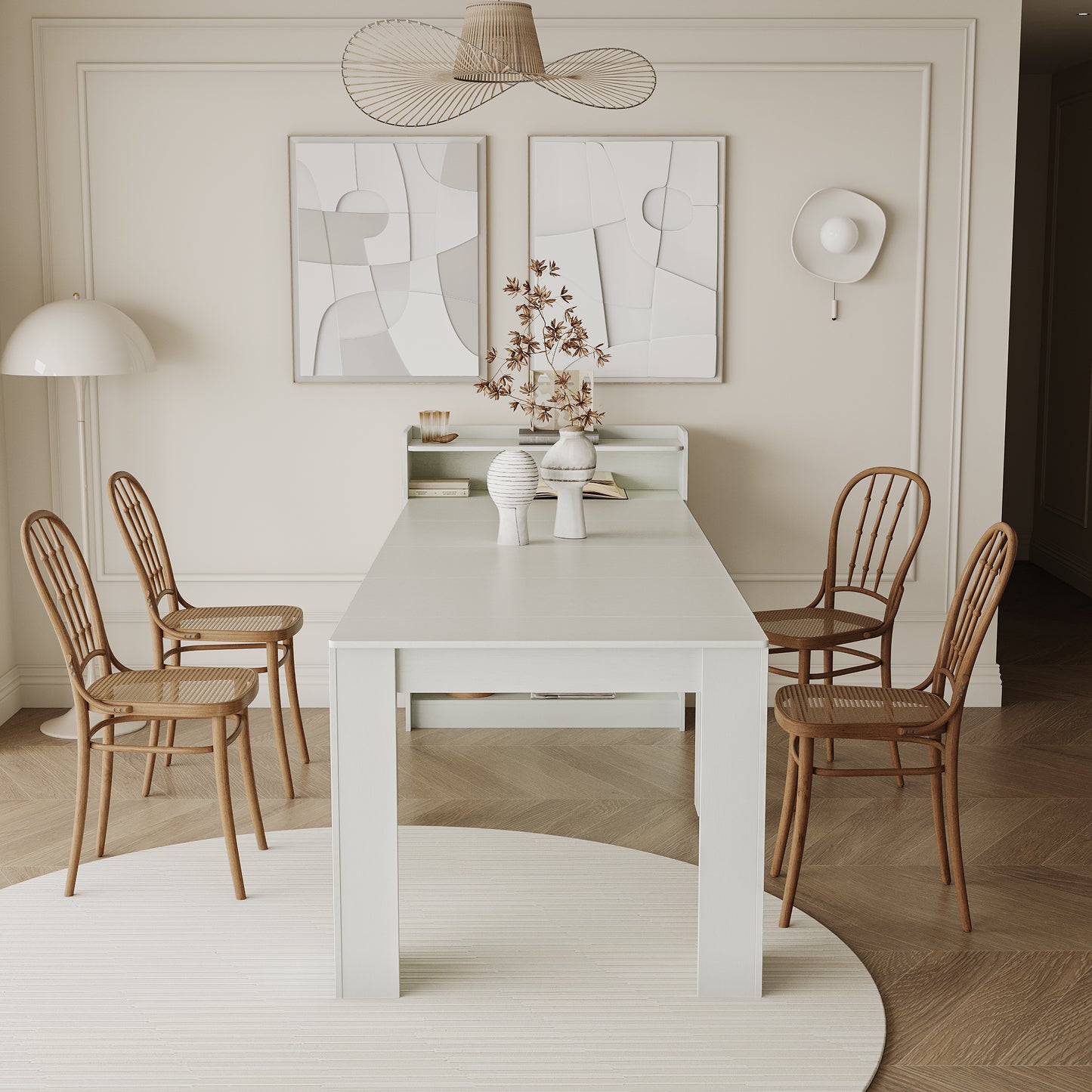 Modern Extendable Dining Table with Storage image 2