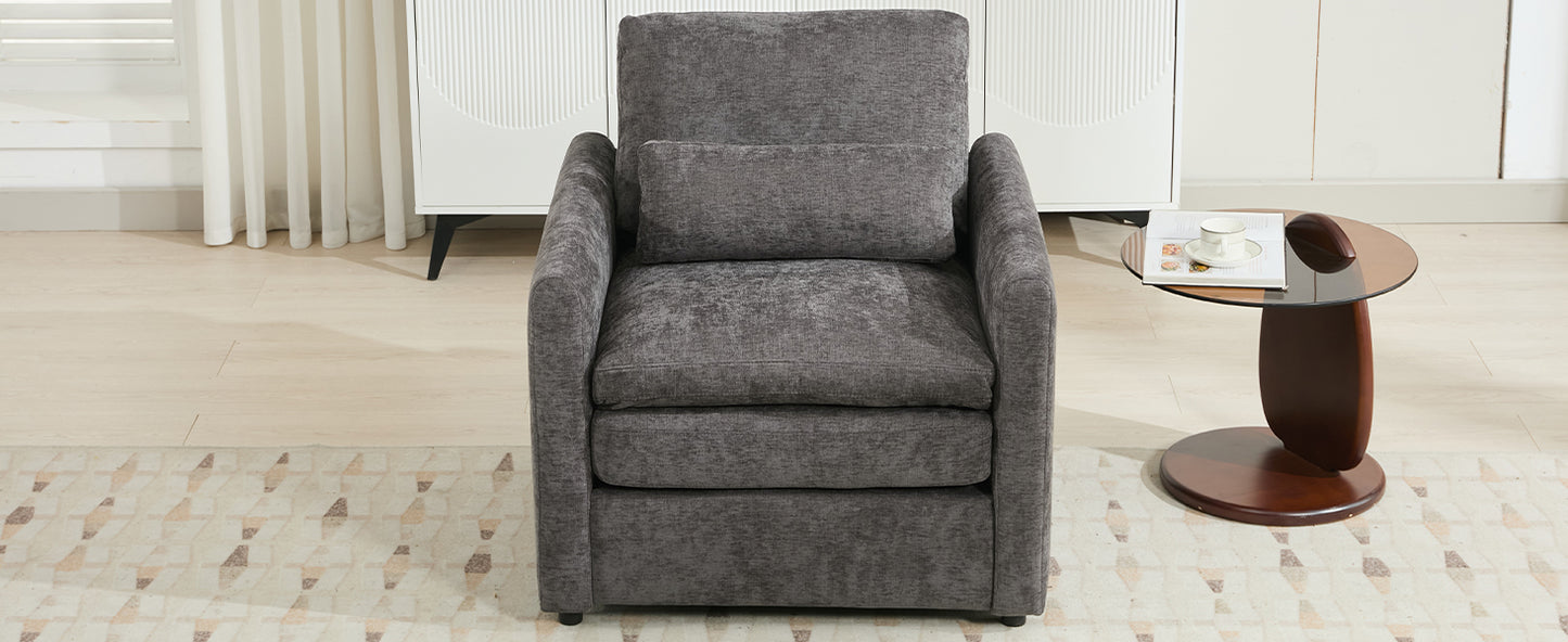 31.9" Cozy Upholstered Armchair Oversized Comfy Cloud Sofa Double Cushion Single Sofa Plush Cushion Armchair for Living Room, Grey image 2