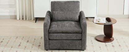 31.9" Cozy Upholstered Armchair Oversized Comfy Cloud Sofa Double Cushion Single Sofa Plush Cushion Armchair for Living Room, Grey image 2