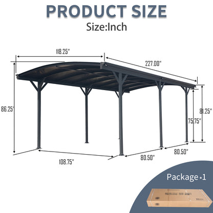 Outdoor Carport, 10 FT * 19 FT* 7 FT Arch Carport Aluminum Metal Frame and Polycarbonate Panels Car Port for Outdoor Driveway Car, Truck image 5