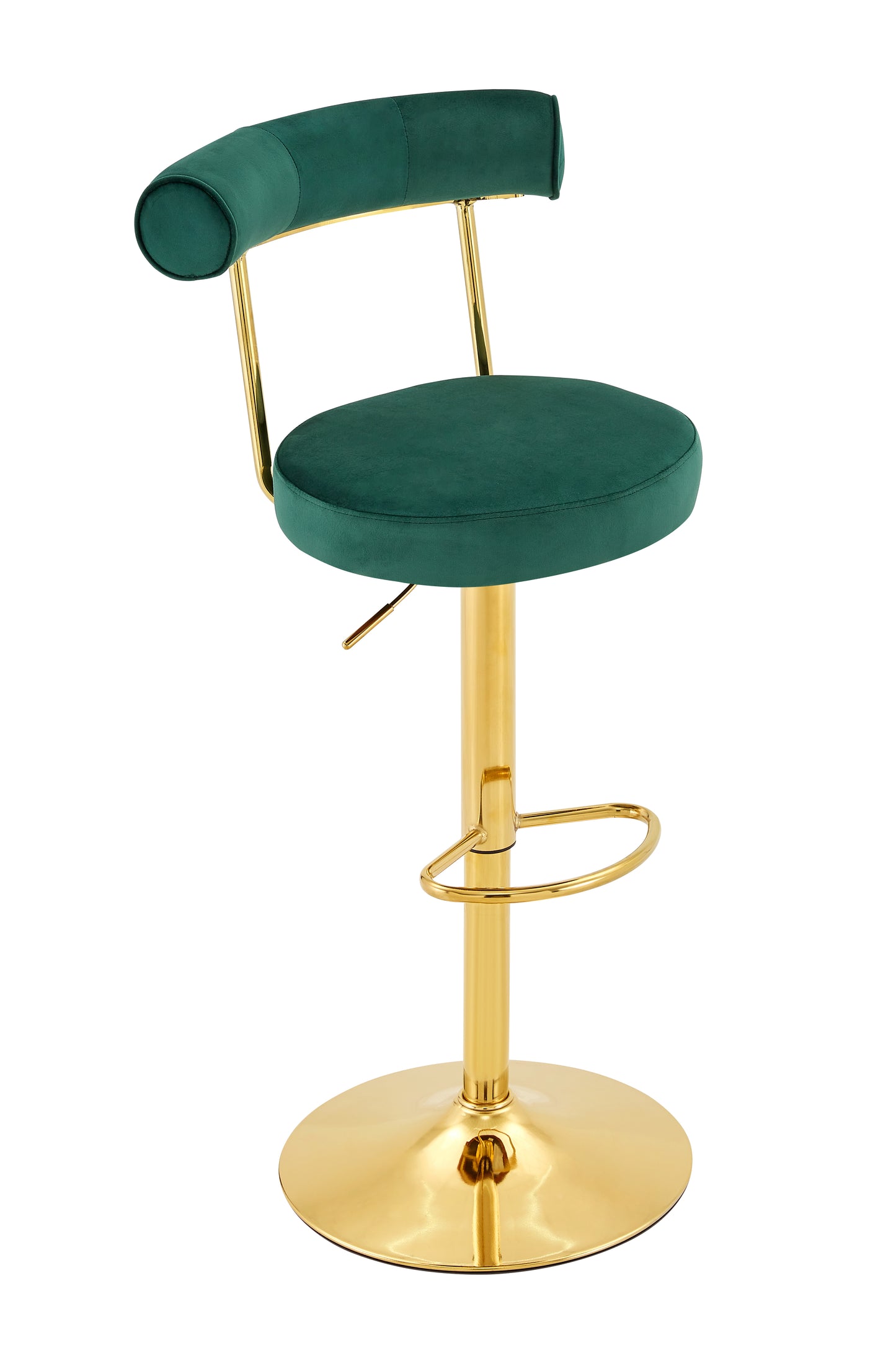Soft Velvet Upholstered Swivel Adjustable Bar Chair with electroplated gold legs- Dining Room Living Room Bar Cafe Reception Desk Bar Stool(Dark Green, Set of 2) image 2