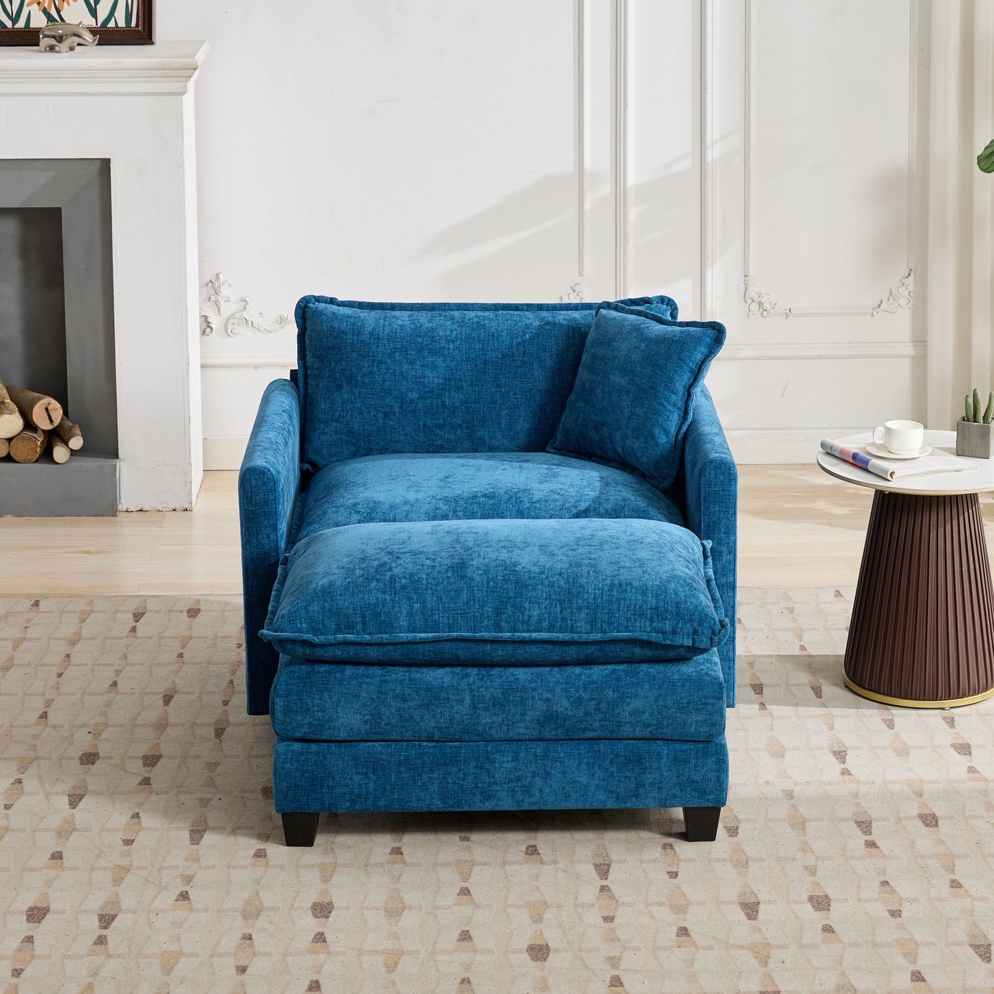 Cloud Sofa one Seat (Armrests are not included), Modern Sectional Couch, for Living Room Bedroom and Apartment, Comfy Double Layer Upholstered Seat Cushion, Breathable Chenille Fabric, Blue image 6