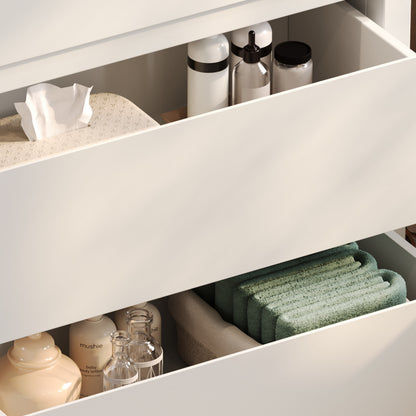 60" Double Sinks Bathroom Vanity Set, Bathroom Cabinet with Two Separate Ceramic Sinks, Full-Extension Drawers & Soft Close Undermount Drawer Slides, White image 9