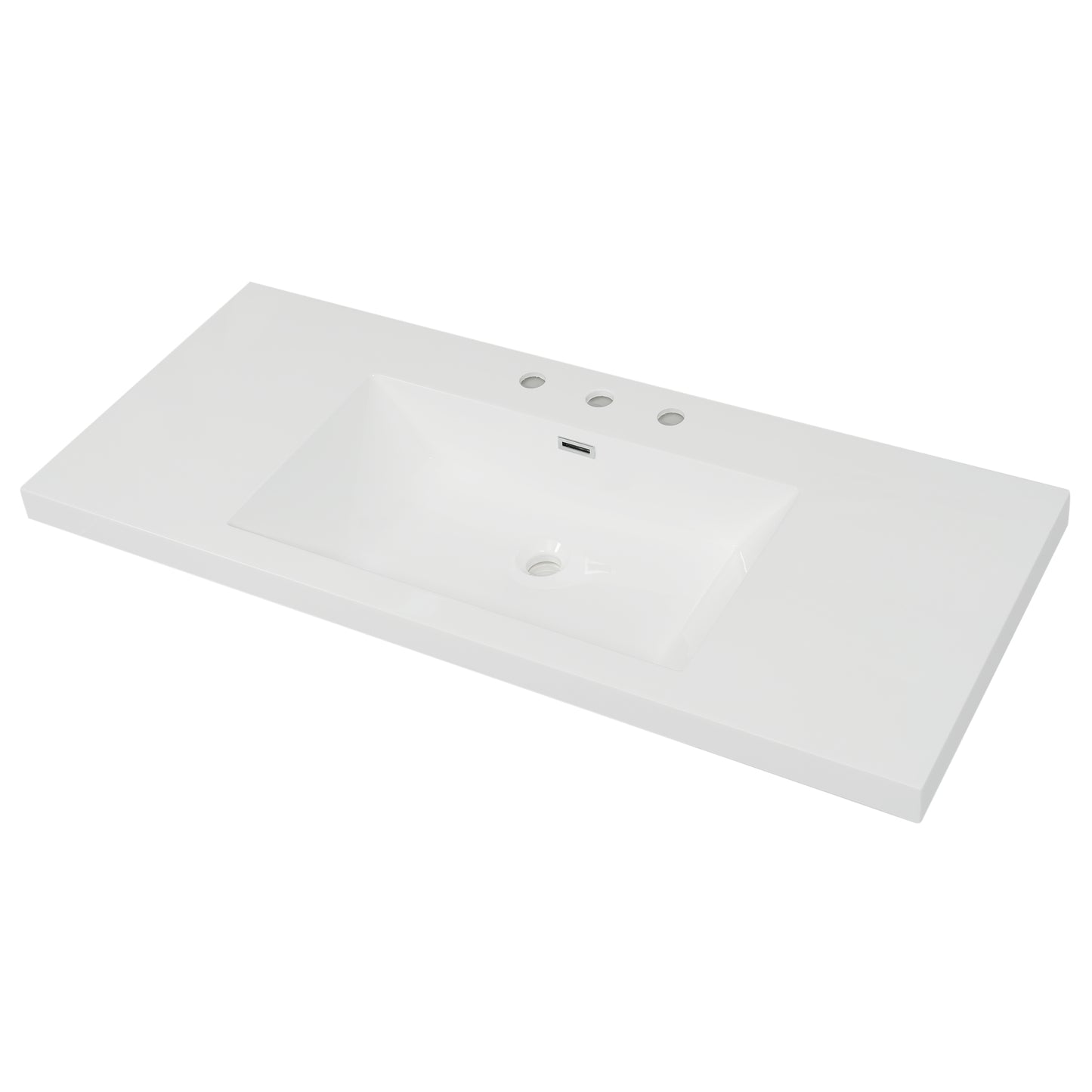48" Resin Basin for Bathroom Vanity, Bathroom Sinks with 3-Faucet Holes, Vanity Top only, Bright White image 1