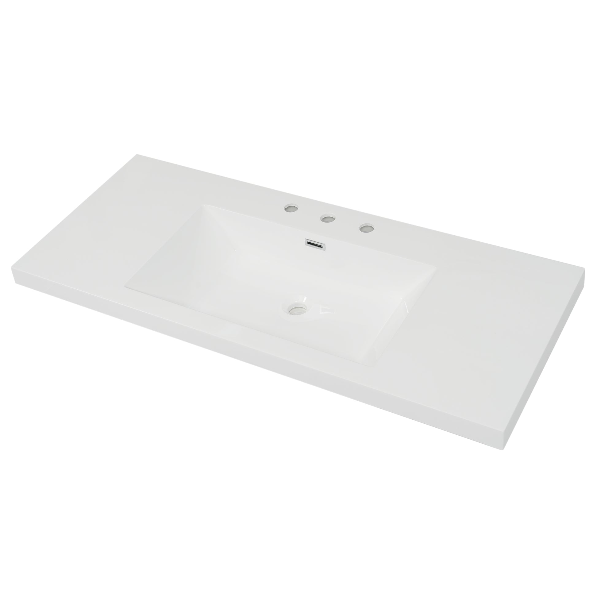 48" Resin Basin for Bathroom Vanity, Bathroom Sinks with 3-Faucet Holes, Vanity Top only, Bright White image 1