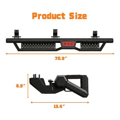Running Boards with Two Stairs Design All-Steel Build, Bolt-on Side Steps Compatible with 2018-2026 Jeep Wrangler JL 4 Doors, Black Powder Coated Nerf Bar, Hexagonal Pipe Design. image 7
