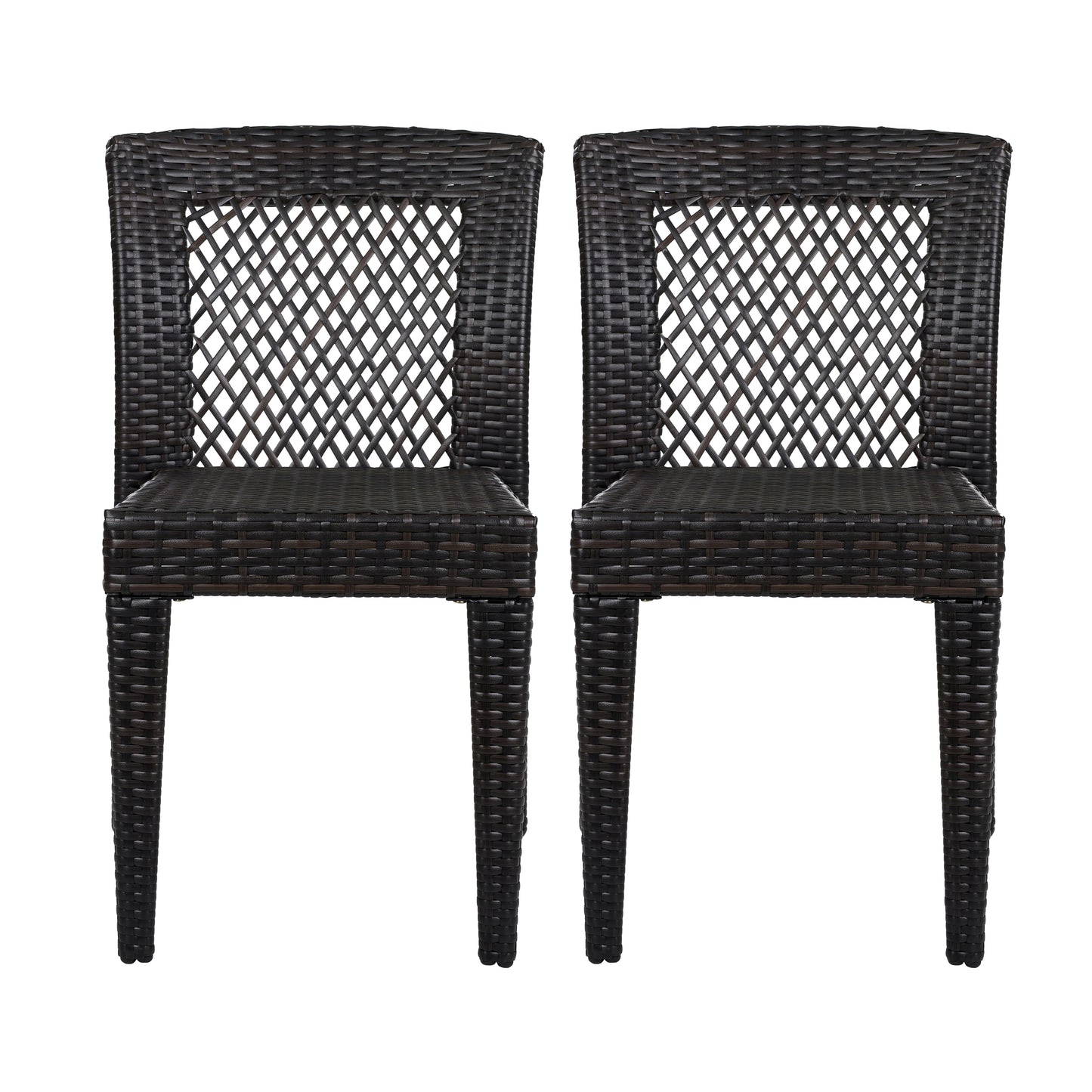 7-Piece Outdoor Dining Set, Acacia Wood Table & 6 Multi-Brown PE Rattan Chairs, Patio Dining Furniture image 7