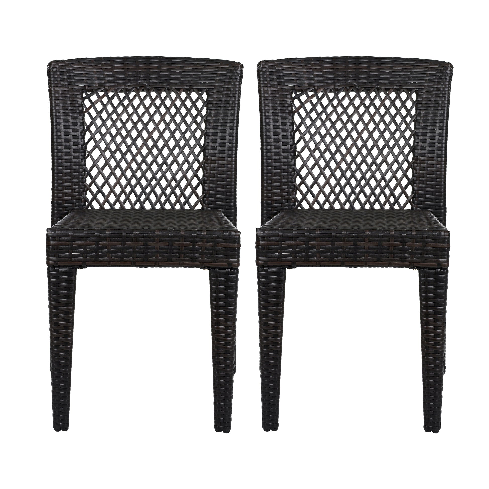 7-Piece Outdoor Dining Set, Acacia Wood Table & 6 Multi-Brown PE Rattan Chairs, Patio Dining Furniture image 7