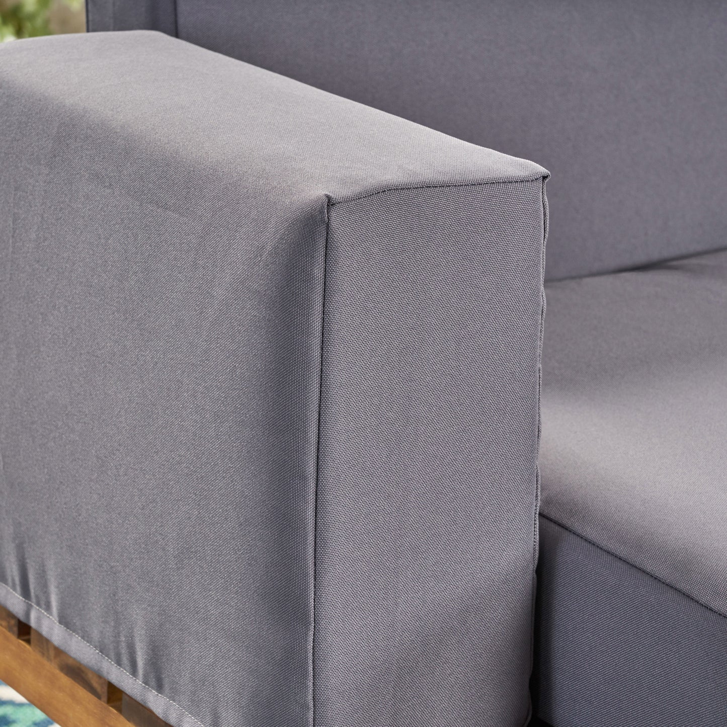 Canoga Outdoor Industrial Loveseat with Coffee Table image 9