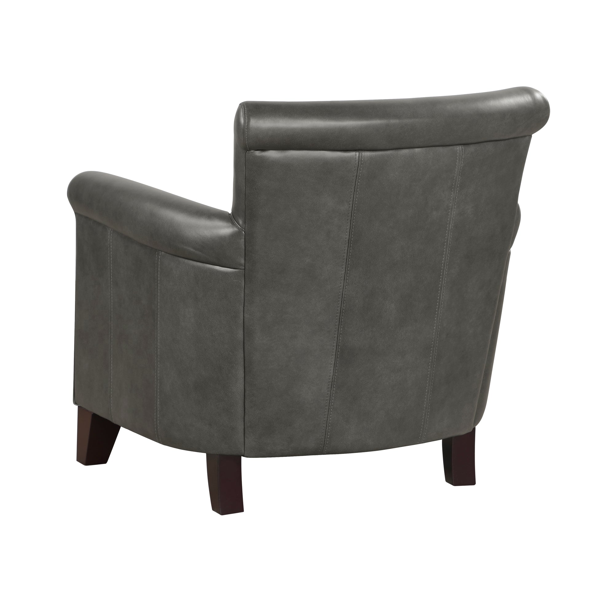 Traditional Accent Chair Gray Leather Upholstery Nailhead Trim Solid Wood Luxury Home Office Furniture 1pc image 6