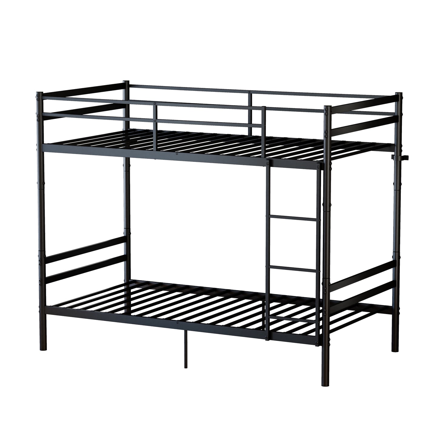 Bunk Bed with Ladder and high Guardrail Metal Bunk Bed, Storage Space, Noise Free,Twin Over Twin Size,BLACK image 8